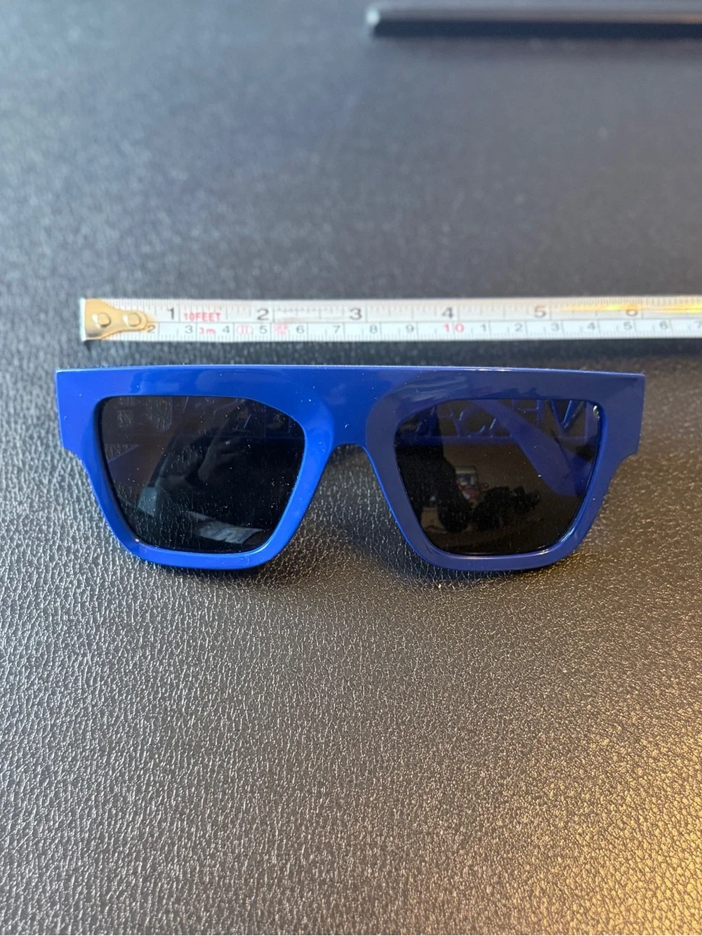 Authentic Versace Thick Frame Blue Sunglasses Cut-Out Lettering